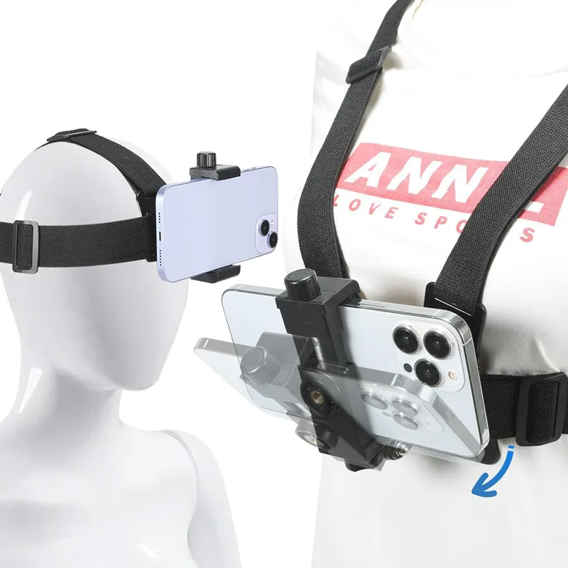Lacrosse Stick Head - 2 in 1 携帯電話チェストストラップハーネススタンドヘッドストラップホルダーキット IPhone GoPro