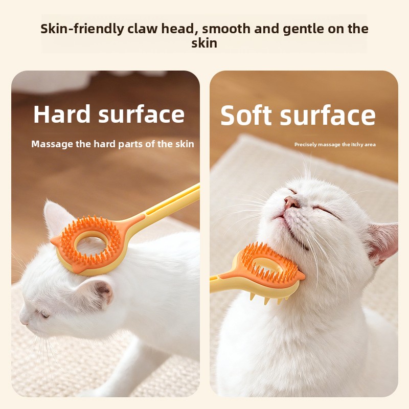 Lacrosse Stick Head - 伸縮式ペットスクラッチスティック 2-in-1 猫用マッサージティーザーワンド 両面マッサージヘッド付き 耐久性のあるインタラクティブ玩具 猫犬用