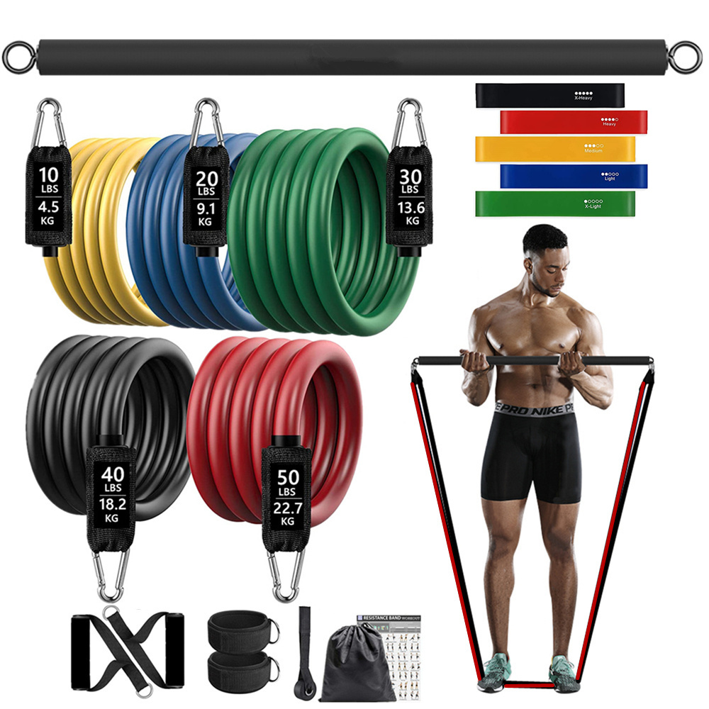 Sports Equipment Kit - 150ポンド フィットネス戦利品抵抗弾性バンドワークアウト トレーニング用 ホームエクササイズ スポーツジム ダンベルハーネスセット